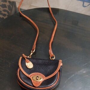 Dooney and Burke Black and Tan Leather Crossbody Bag